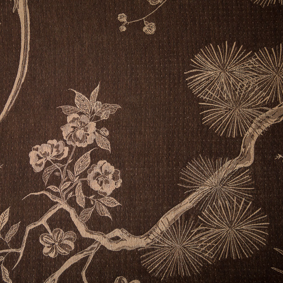 brown cashmere fabric with floral pattern 