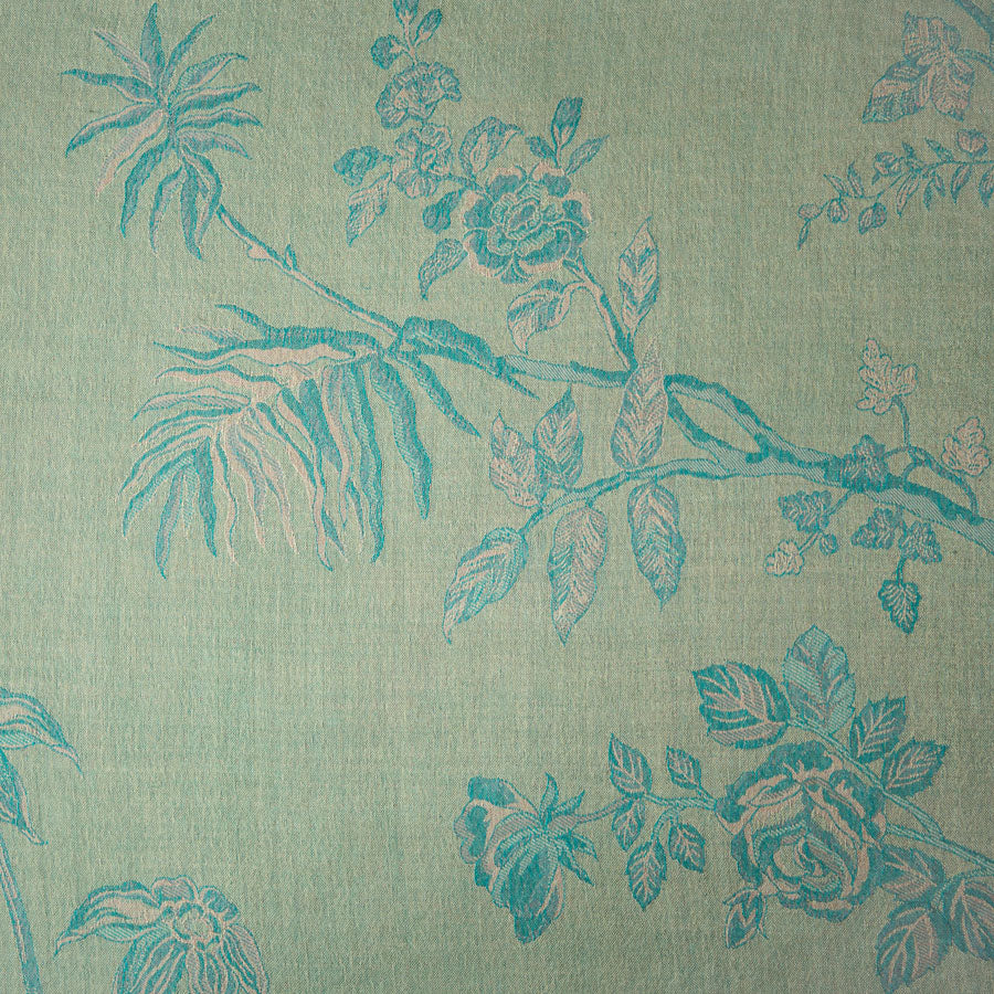 light blue fabric with floral motif