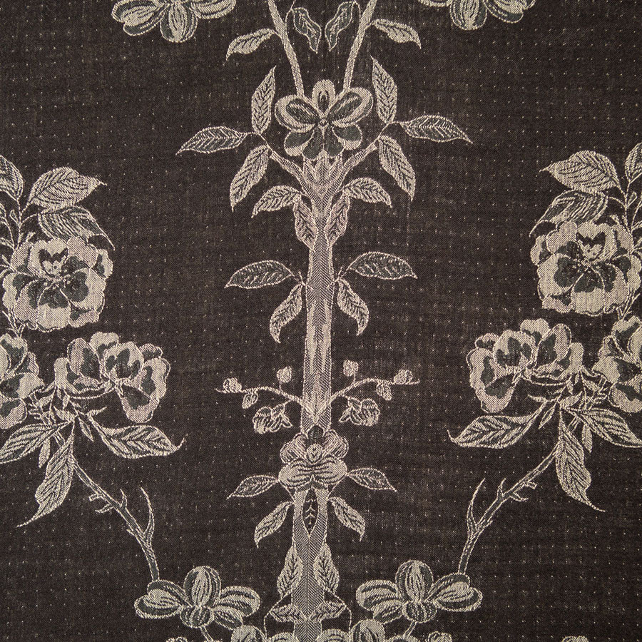 cashmere silk fabric in black with flowers