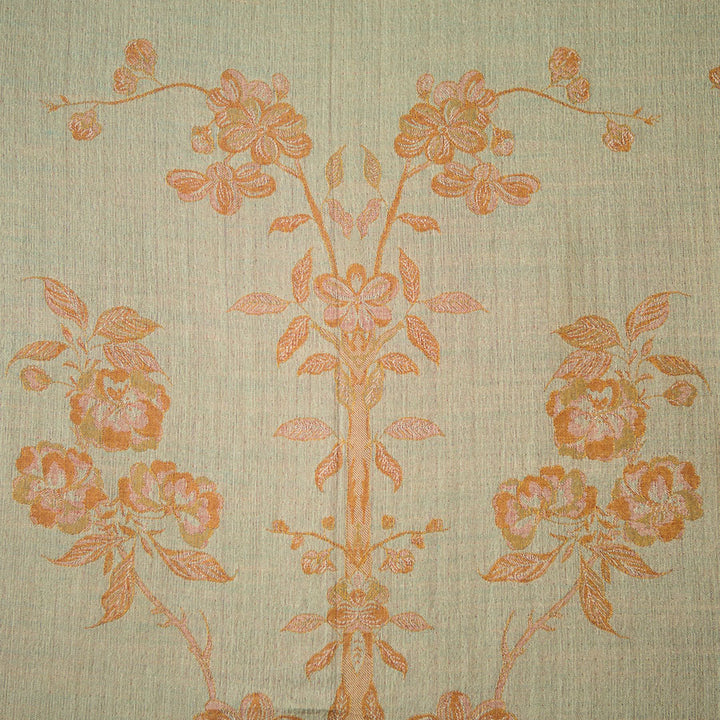 pale green and apricot cashmere fabric