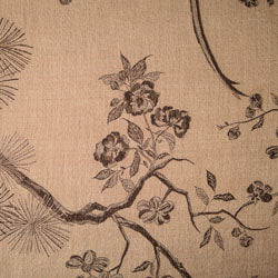 Light brown cashmere fabric. Dark brown floral motif