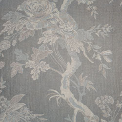 grey cashmere fabric with white flowers 