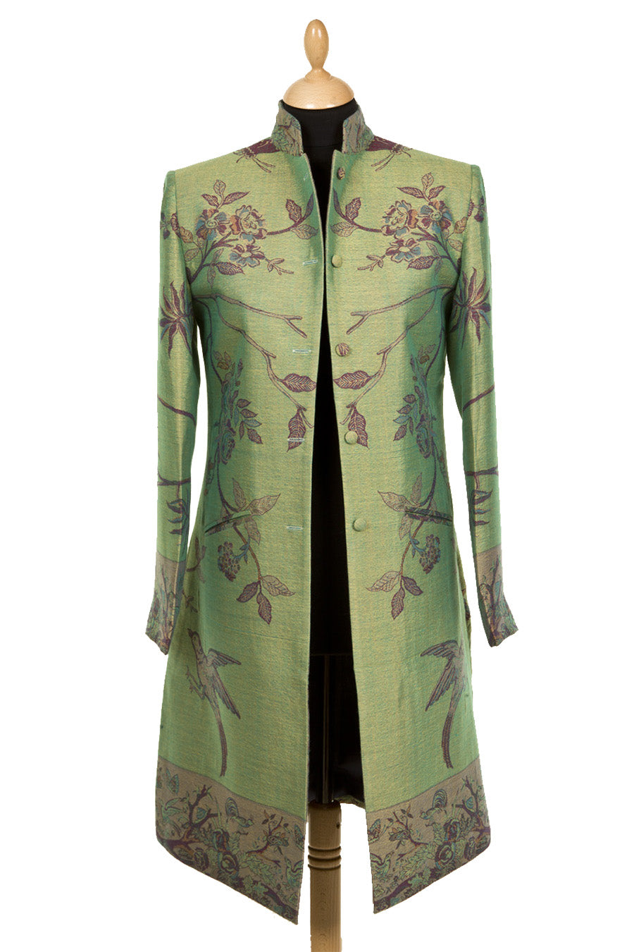 Nehru Coat in Dragonfly Green Shibumi