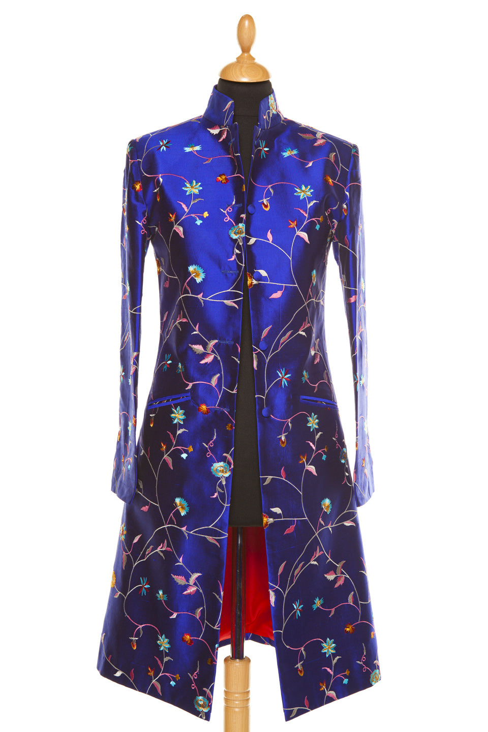 Shibumi Nehru Silk Coat in African Cobalt