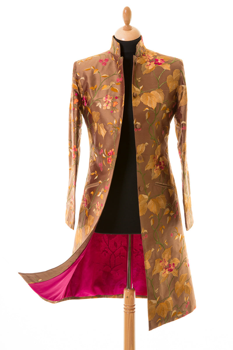 Mid length floral women's coat. 