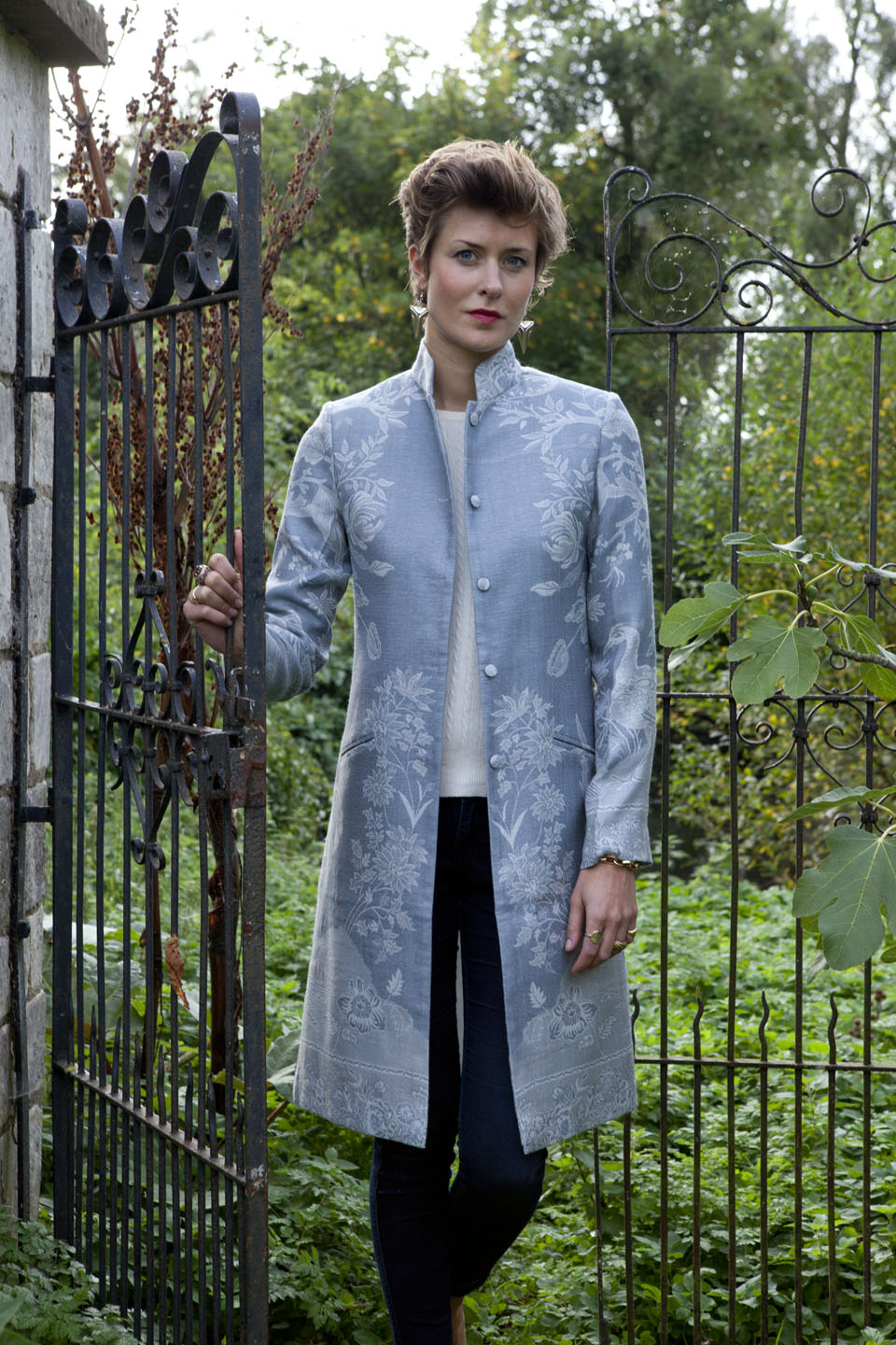 Shibumi Nehru Cashmere Coat in Wedgwood