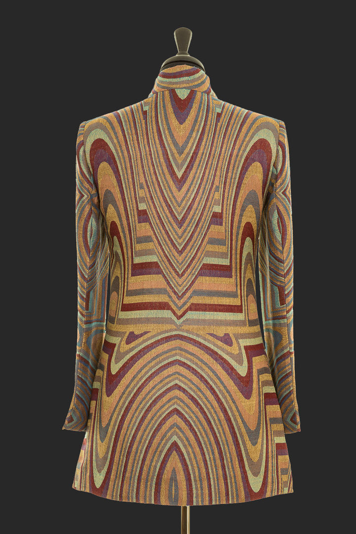 Art Deco jacket for women. Multicoloured longline ladies jacket. 