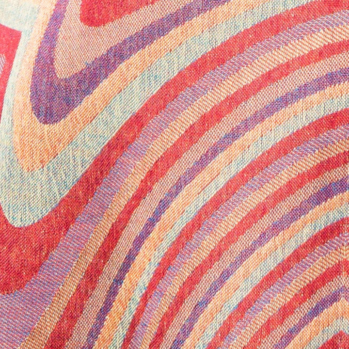 red striped cashmere fabric in geo pattern