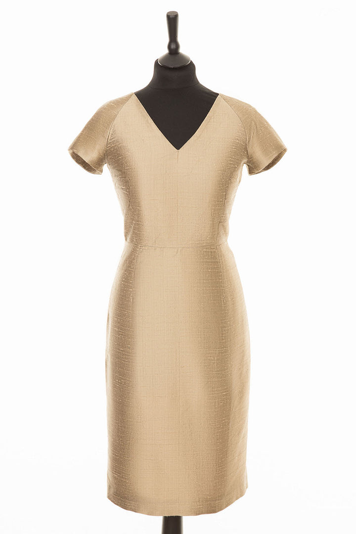 Shibumi Womens Marilyn Silk Dress in Oyster Gold