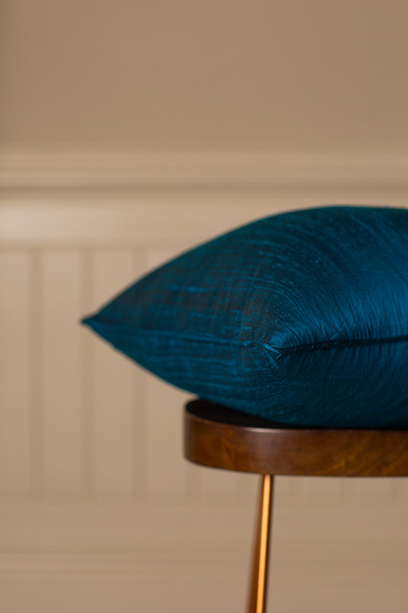 Luxury sofa cushion in blue. 