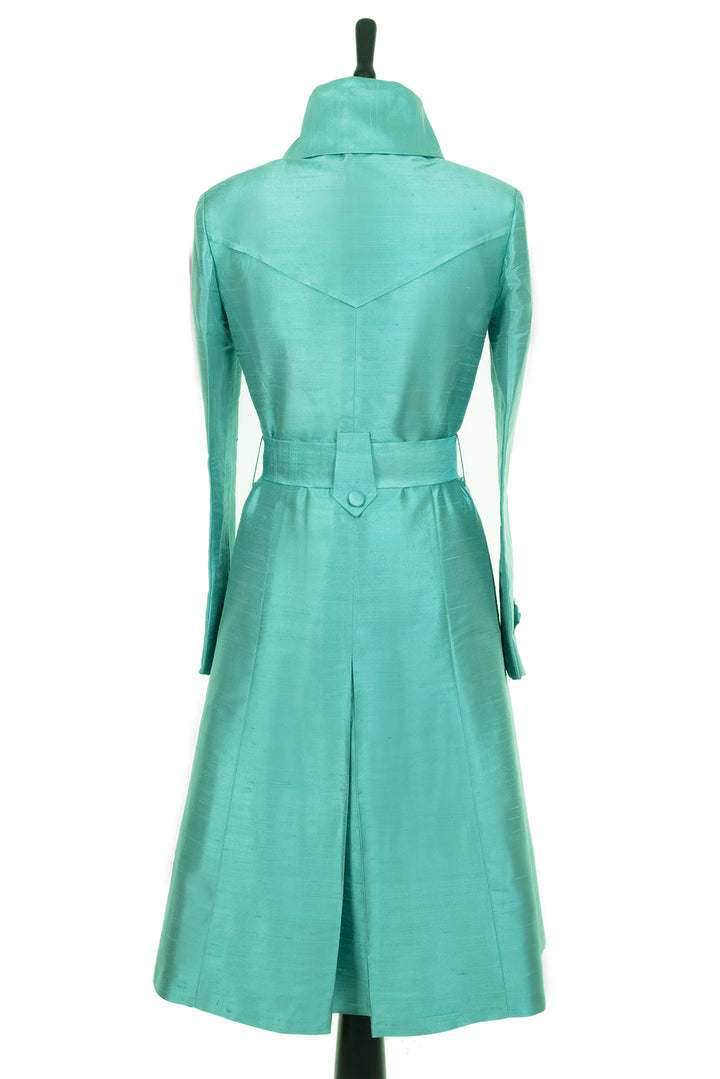 Shibumi Silk Trench Coat in Paradise rear view