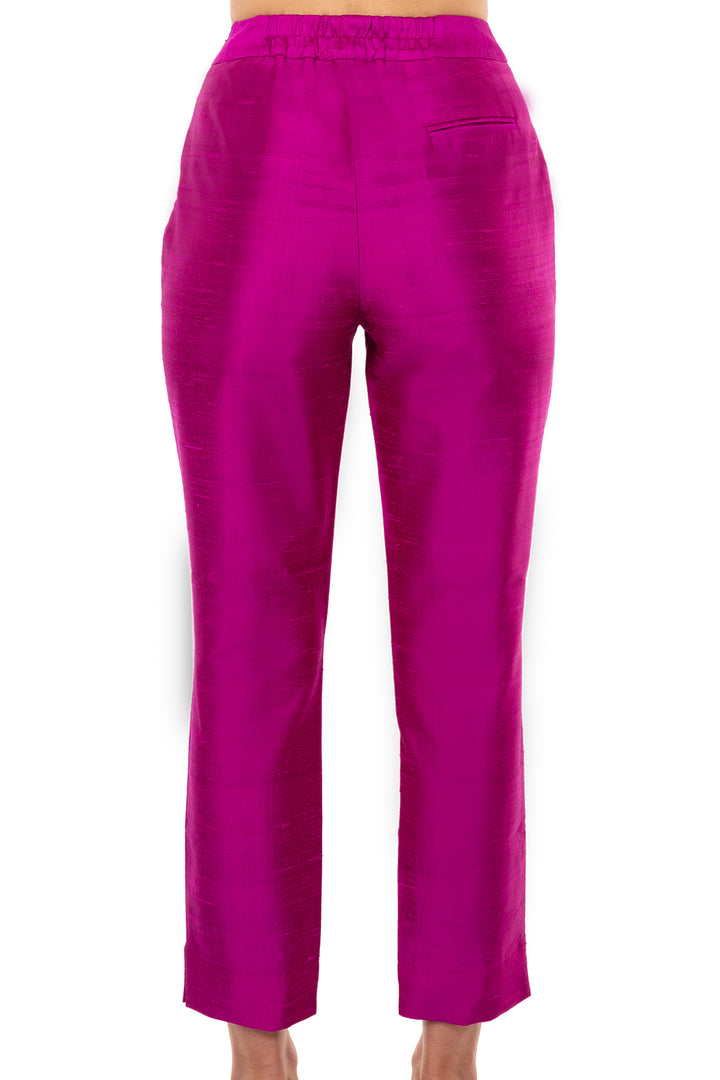 Slim fit pink trousers. Silk trousers for weddings. 