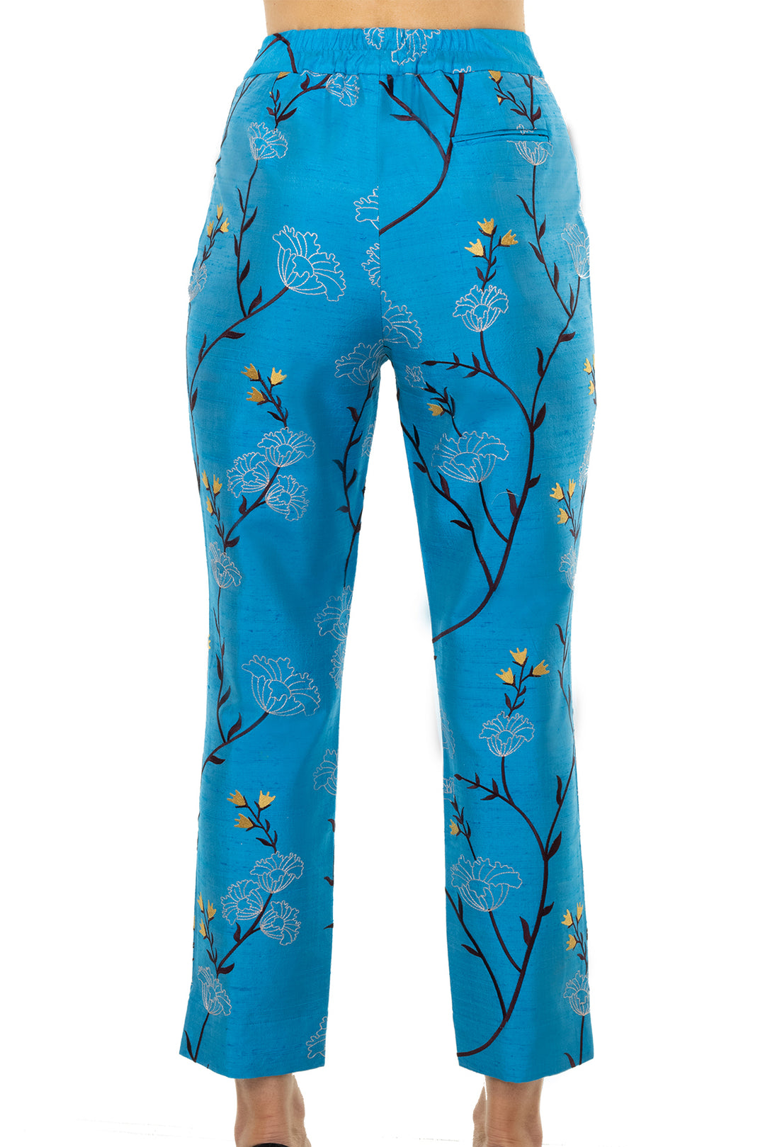 Silk trousers in light blue. Women's trousers for weddings. 