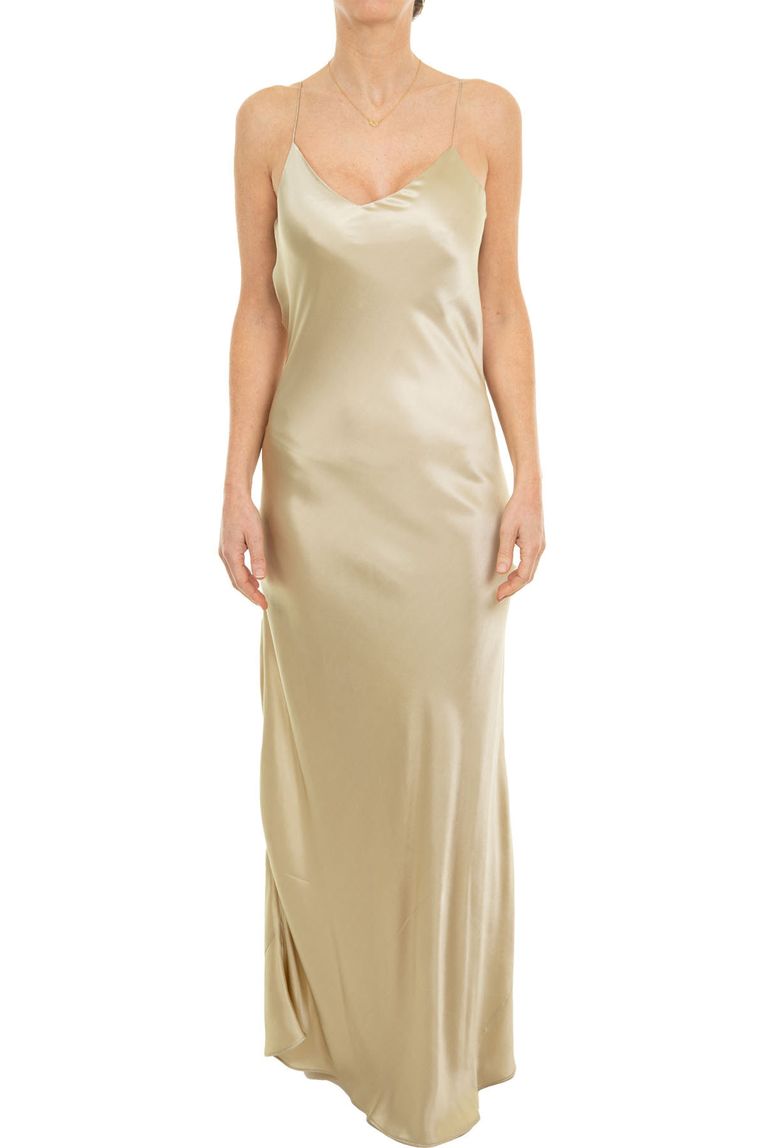 Silk Slip Dress in Champagne