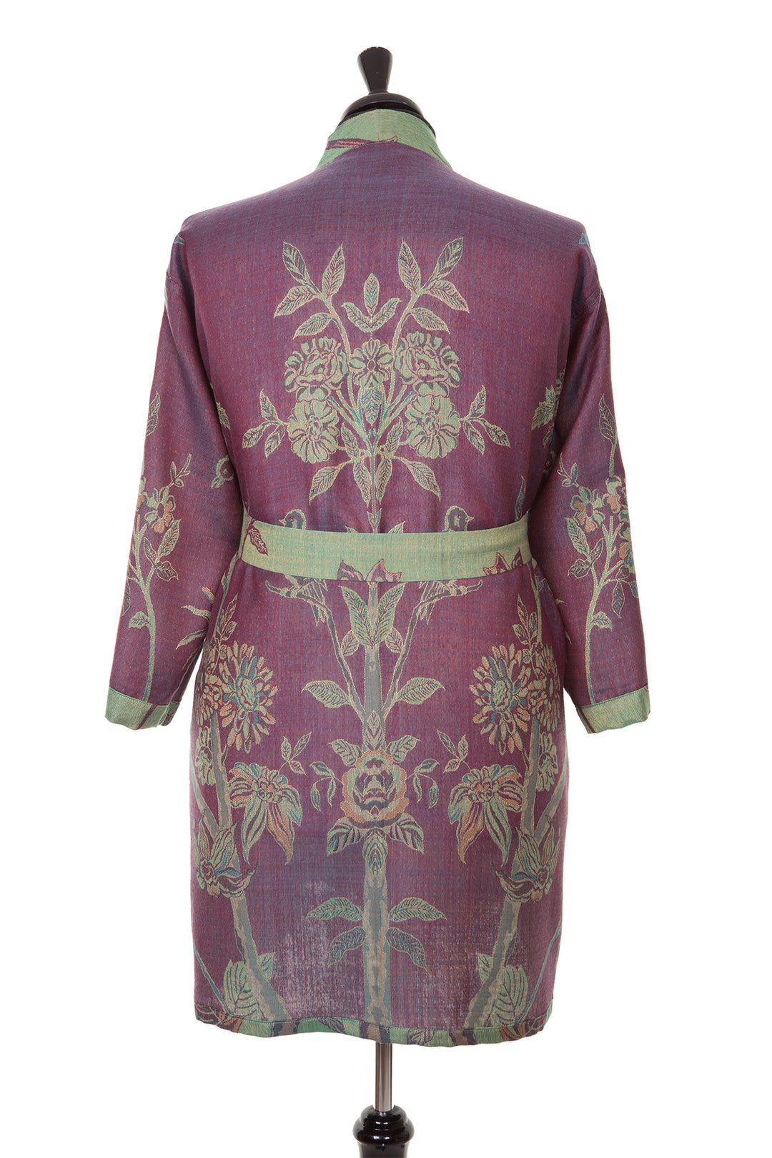 Belted kimono jacket. Purple floral kimono. Plus size festival outfit. 