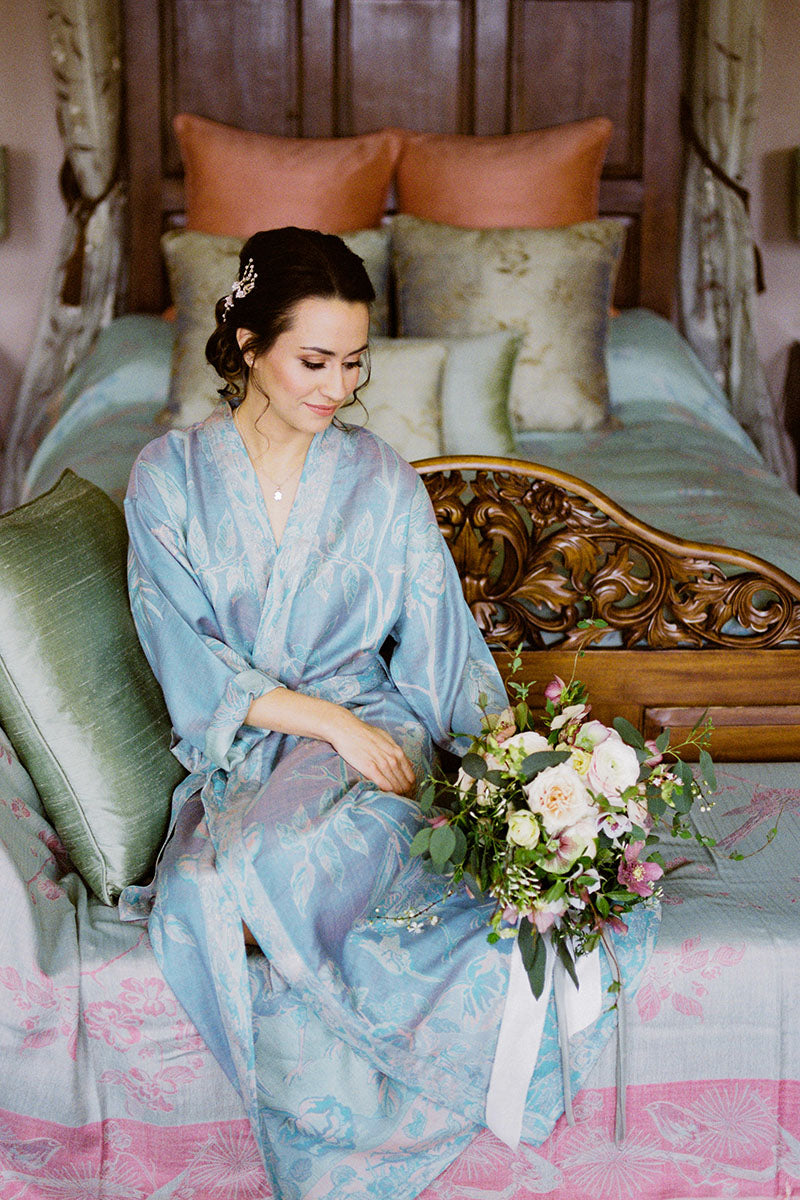 Shibumi Cashmere Dressing Gown in Pale Cyan