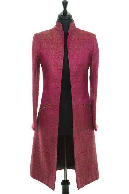 Nehru Coat in Pink Jacquard – Shibumi