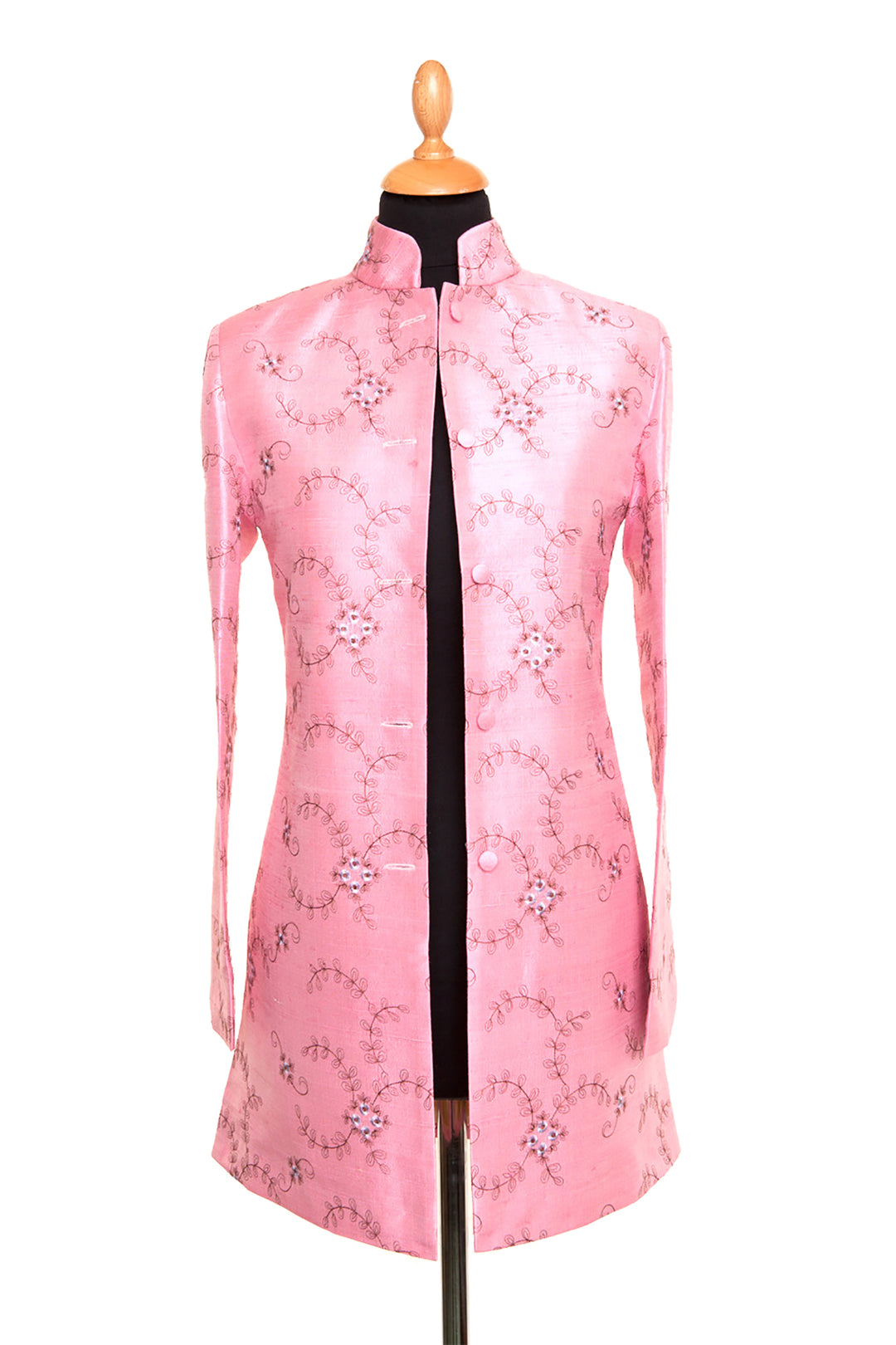 Long Nehru Jacket in Vintage Rose