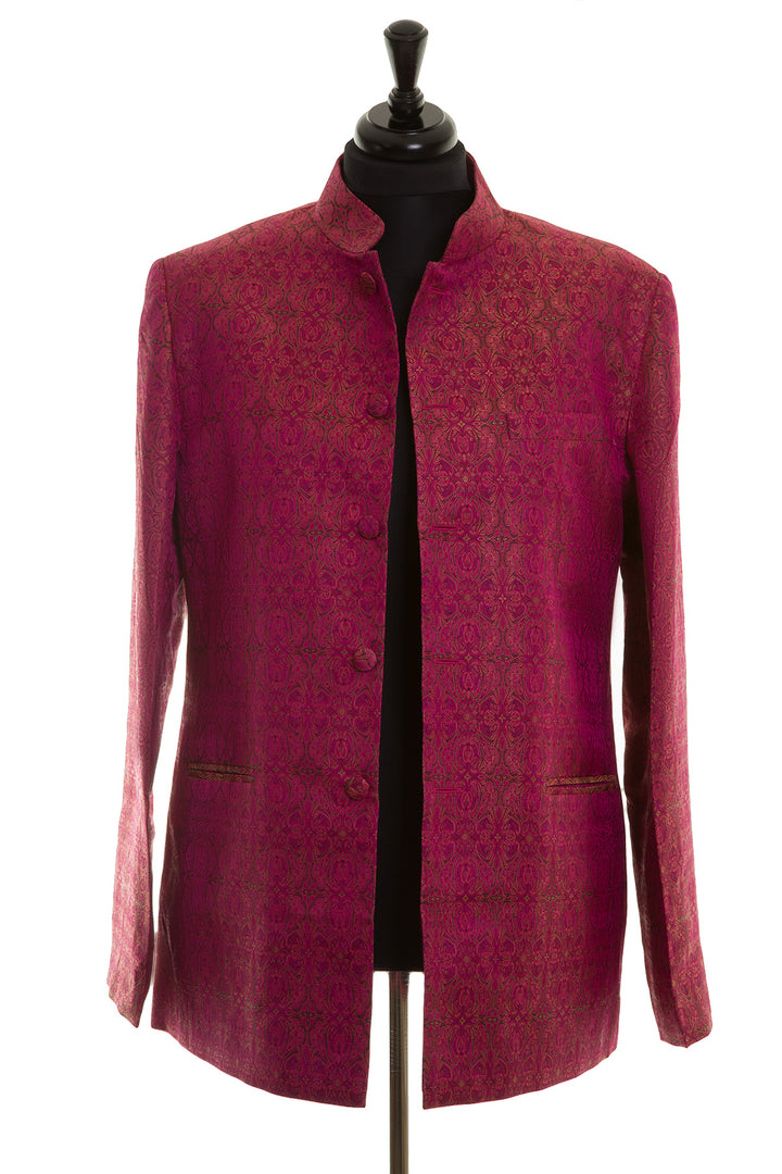 Mens Nehru Jacket in Pink Jacquard