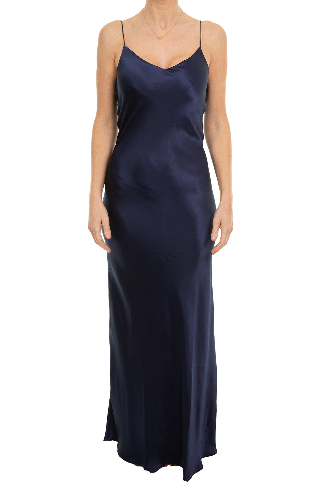 Silk Slip Dress in Navy