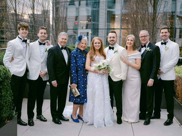 Long blue mother of the bride coat. 