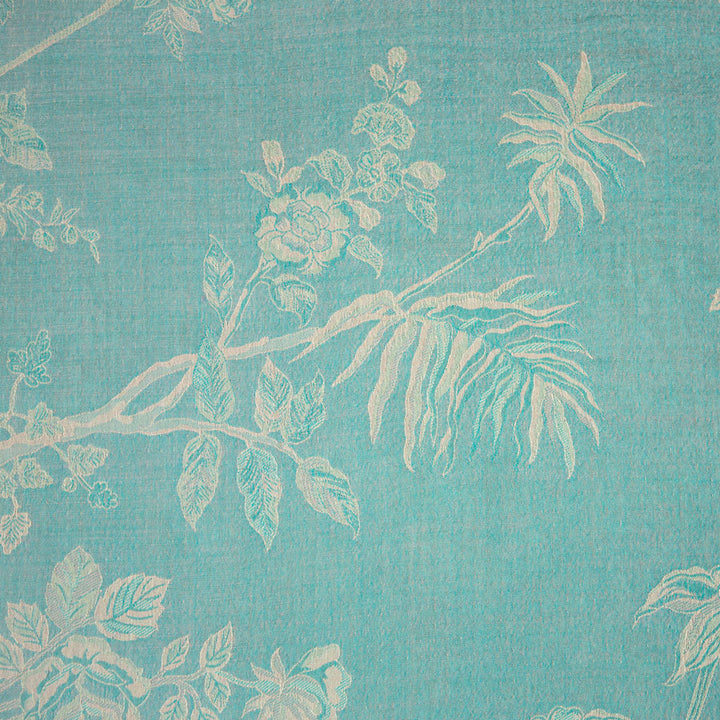 light blue colour fabric with white flowers