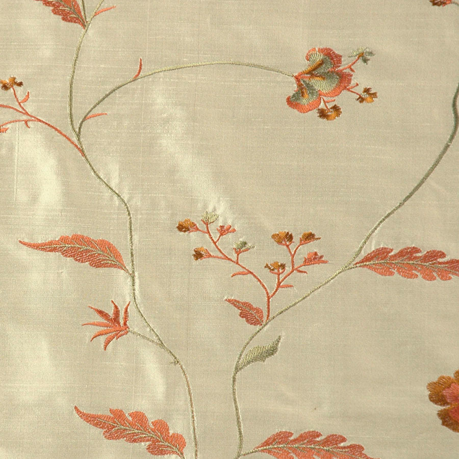 pistachio fabric with orange flowers 