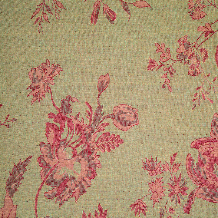 green fabric with red flowers