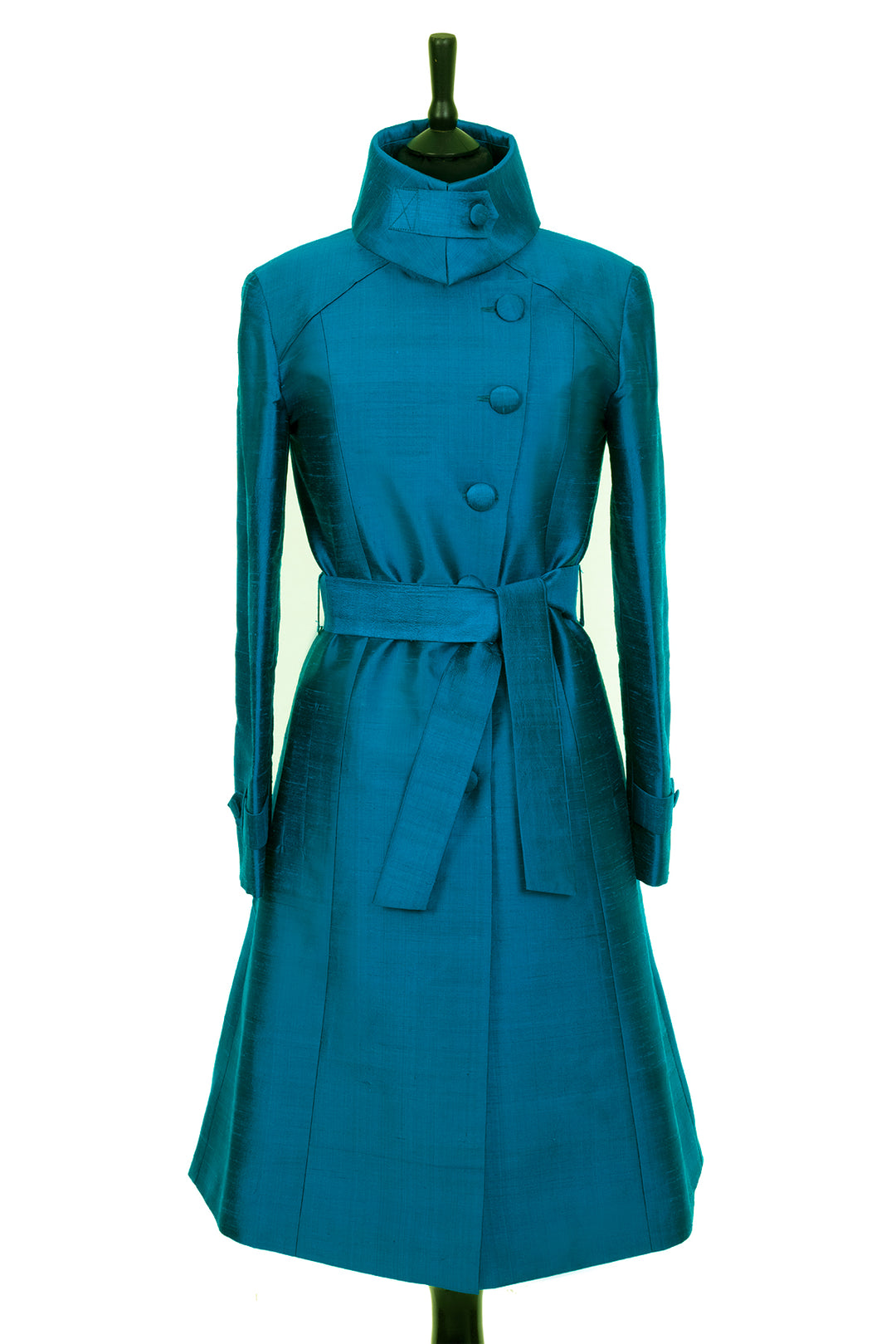 Shibumi Silk Trench Coat in Kingfisher Blue