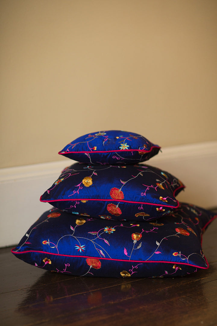 Medium Silk Cushion in African Cobalt