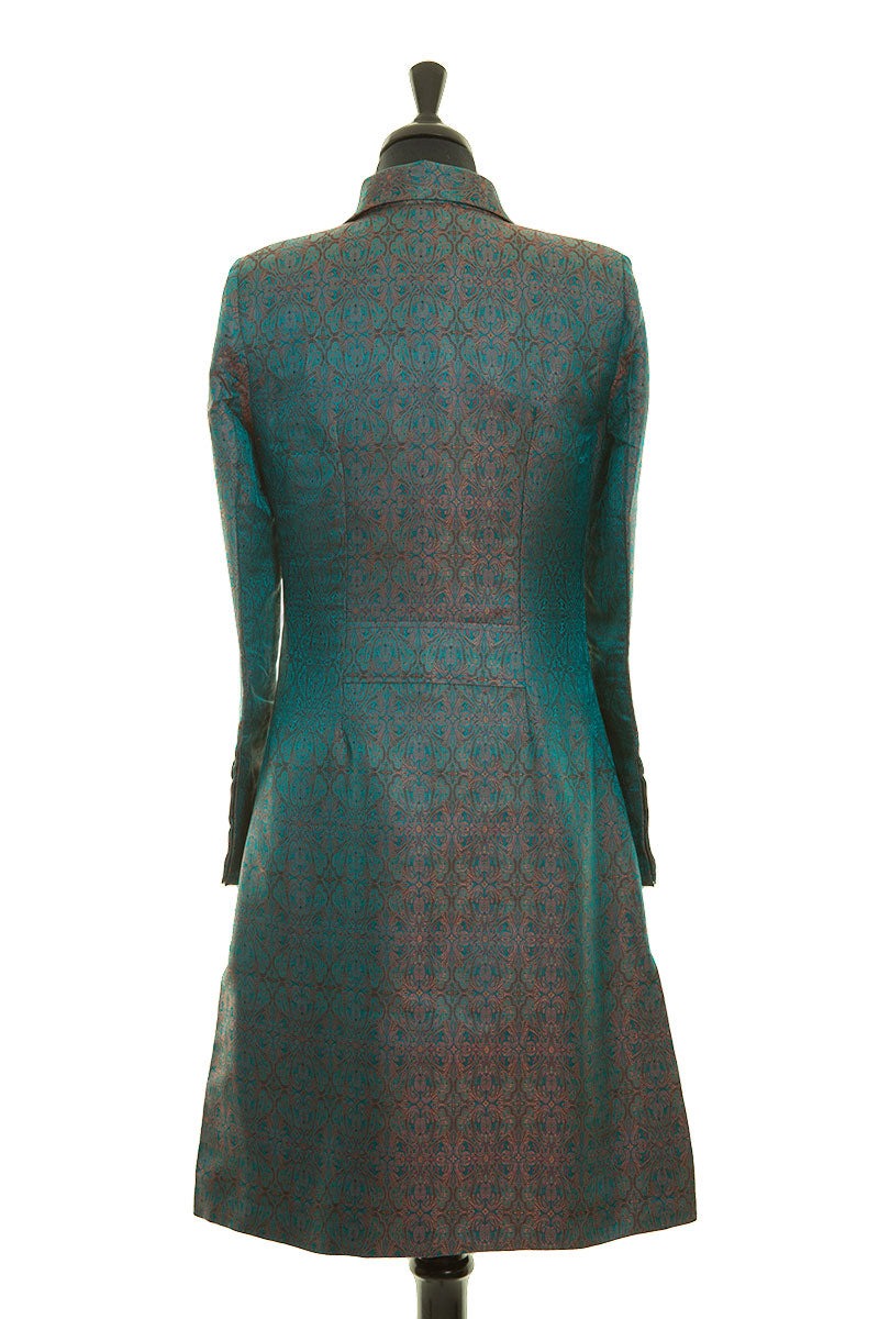 Shibumi Grace Silk Coat in Royal Jacquard Rear View