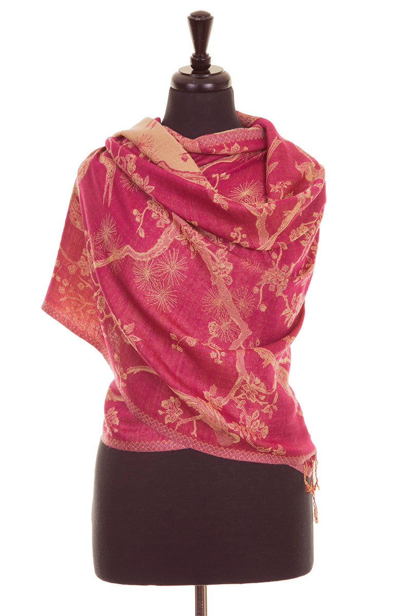 Shibumi Cashmere Shawl in Deep Raspberry