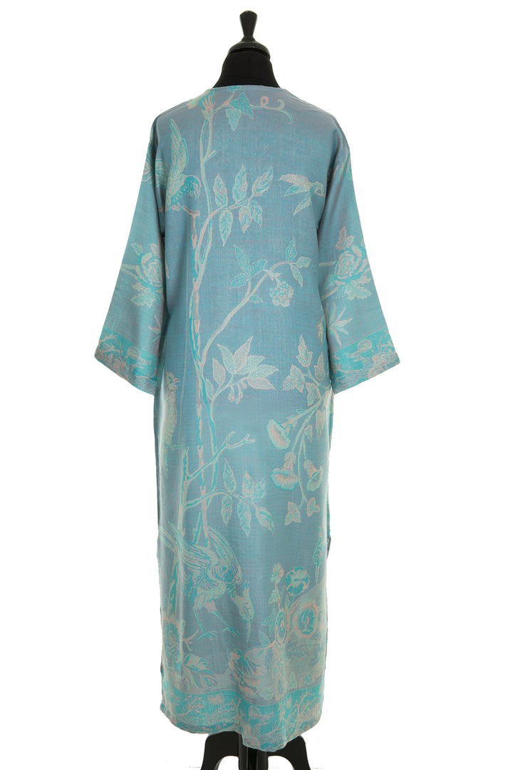 Oversized summer dress in light blue. Floral pattern Shibumi dress. 